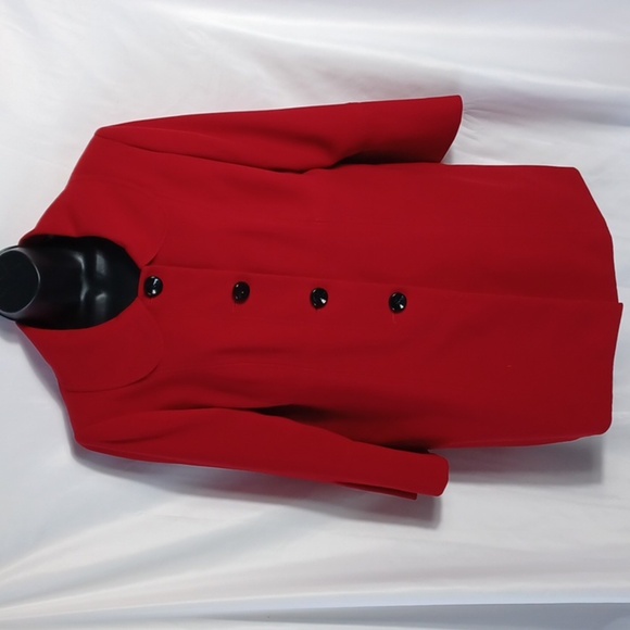 Le Suit Women's Red Long Blazer Jacket, Polyester, 14 - Picture 1 of 8